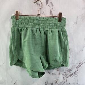 Adidas Shorts Womens XS Green Pacer Training Running High Rise 3 Stripes